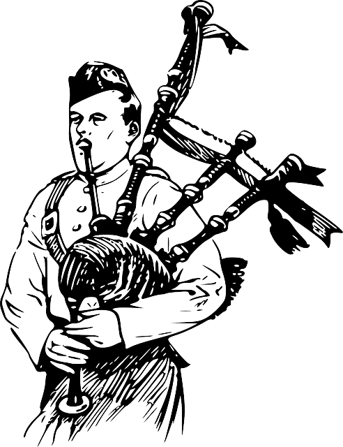 Dudelsack Musiker kann man auch zeichnen. Dieses Bild wurde von Clker-Free-Vector veröffentlicht