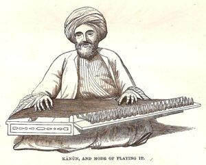 Kanun Spieler bekannte Skizze mit Kanun Instrument, 19. Jahrhundert